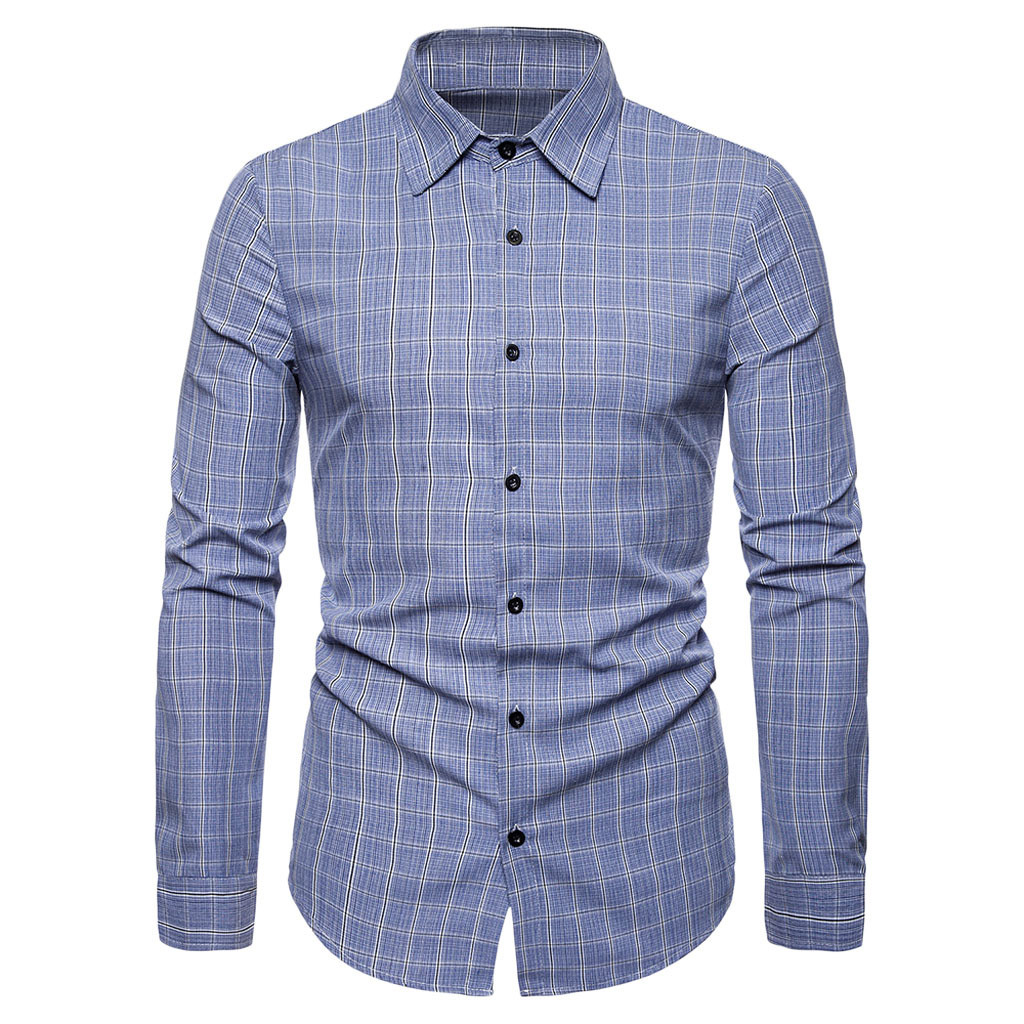 

Tide Nice Men' Long Sleeve Shirt Fashion Classic Plaid Loose Casual Shirt Personality Trend Men' Loose Jacket -2XL, Blue