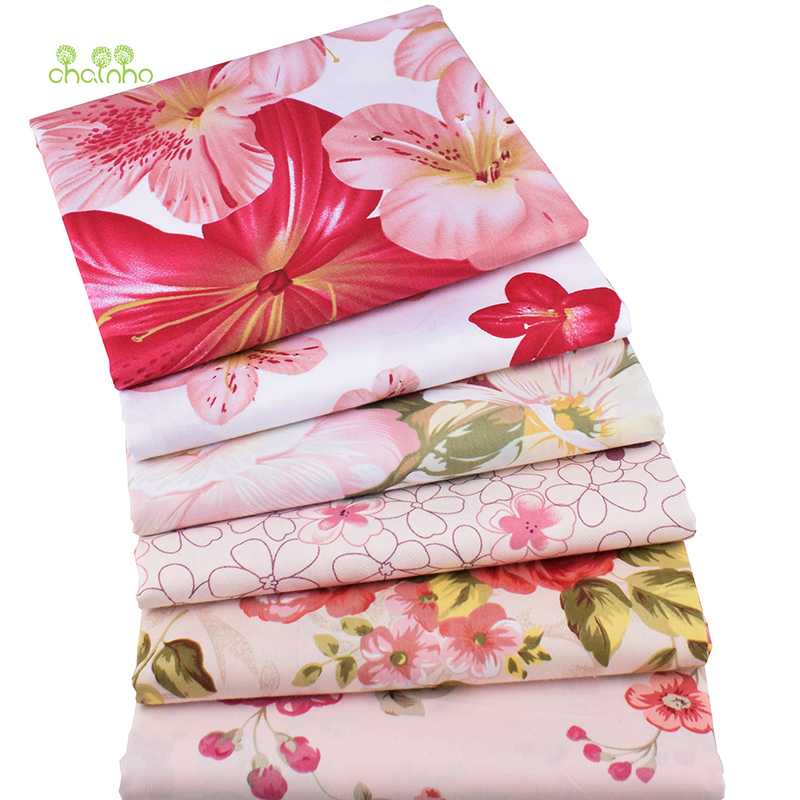 

Chainho,Pink Floral Series,Printed Twill Cotton Fabric,Patchwork Clothes,DIY Sewing & Quilting Material For Baby &Children,Meter
