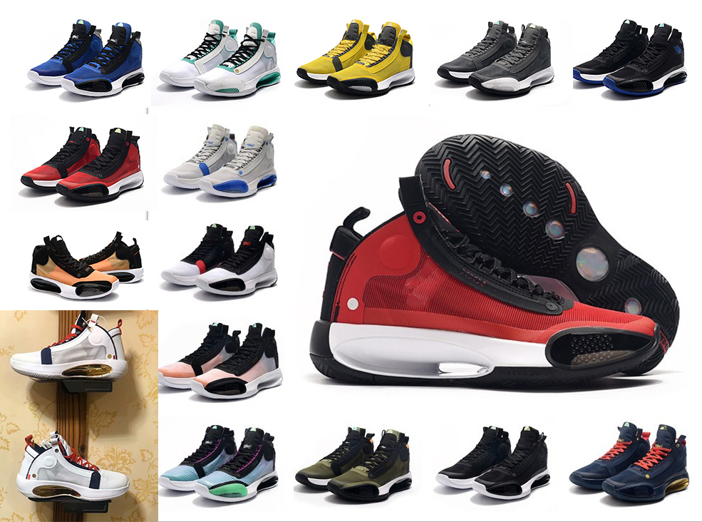 

More Color 34 XXXIV Eclipse Blue Void Amber Rise Men Sports Shoes Jumpman 34s Snow Leopard Bred Yellow Blue Mens Athletic sneakers, White;red