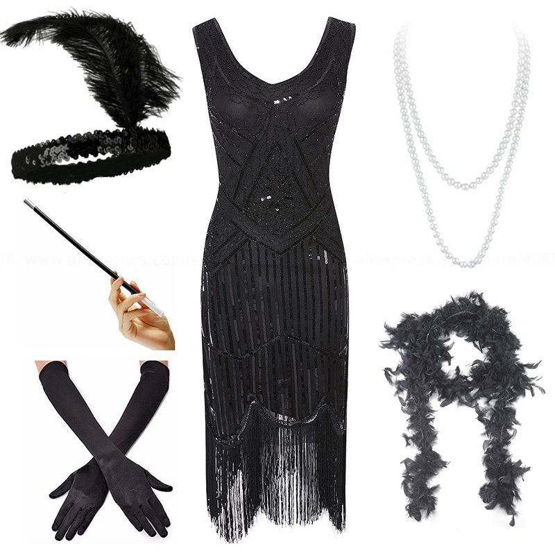 black and white gatsby dress