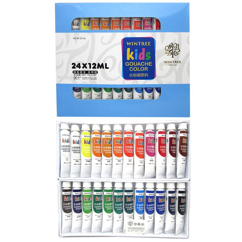 

Gouache Paint Set 24 Vibrant Colors in Tubes Convenient to Mix with Great Result