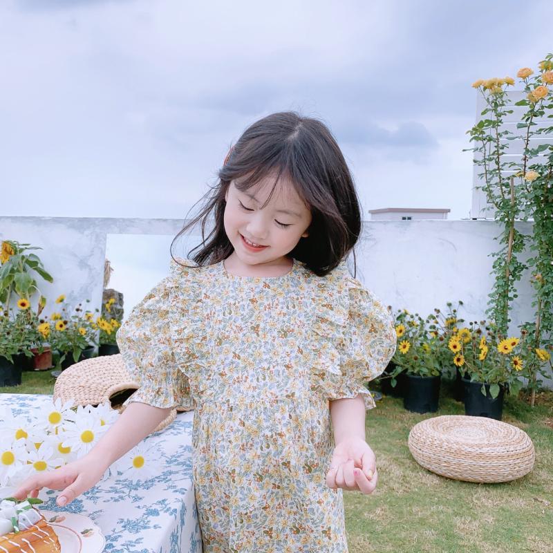 

2020 Soft Cute Toddler Girl Floral Dress Kids Dresses Summer Outfit Clothes Sundress For Girls 90-150cm yanma, Yellow