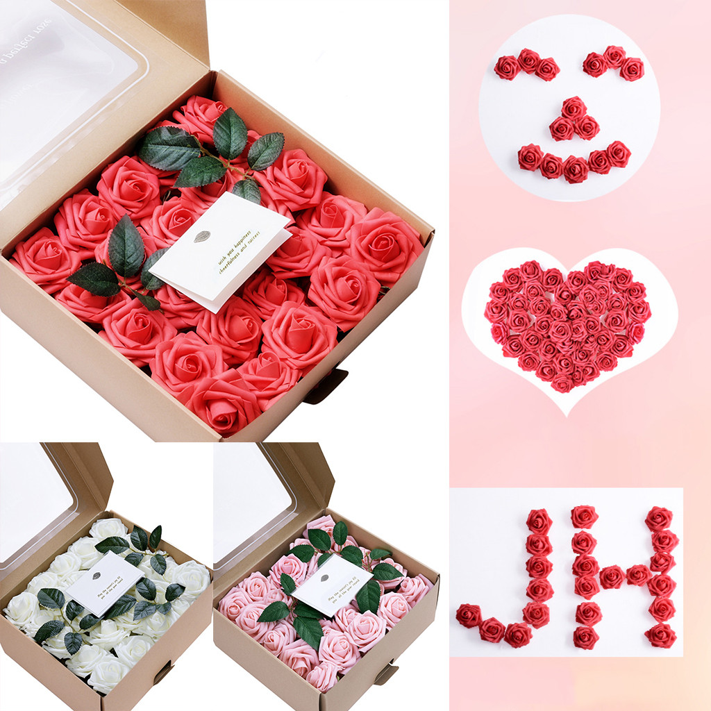 

Artificial Flowers Coral Roses 50pcs For Wedding Ceremony Party Fake Flowers Home Garden Decoration Fake Rose DIY MAR8, Pink