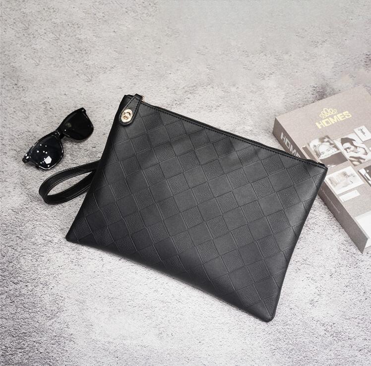 

factory wholesale men bag check pattern mens shoulder bags retro leather envelope handbag large capacity multi card leathers messenger handb