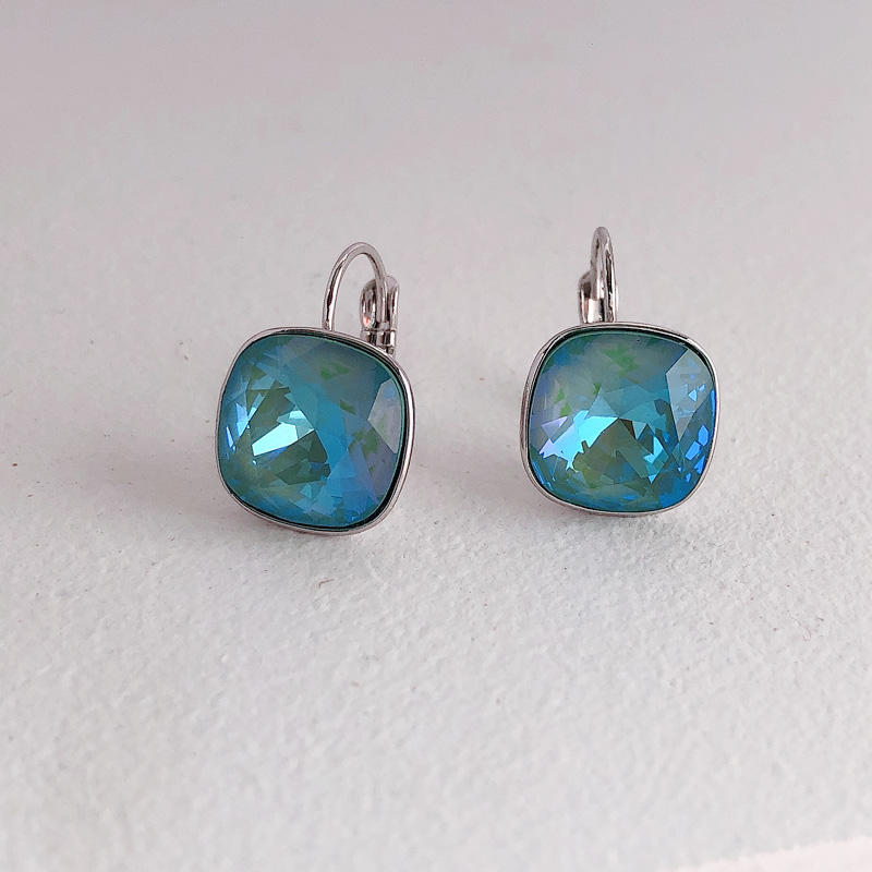 

Colorful Square Bella Crystal Stud Earrings For Women made with Swarovski elements Crystals Fashion Earrings wedding Jewelry New