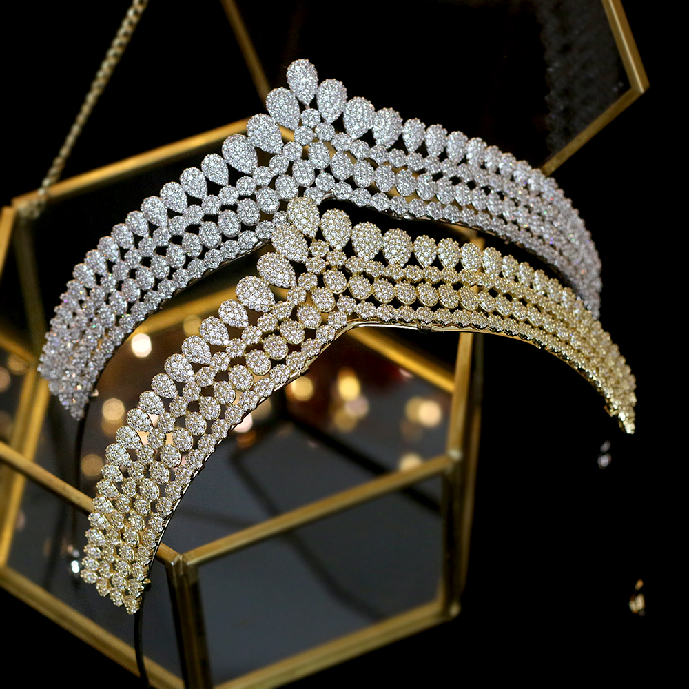 

High quality zirconia crown wedding hair accessories bride hair band wedding dress jewelry gift box packaging