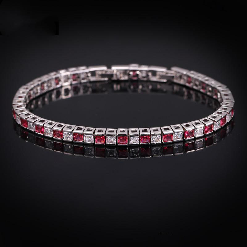 

New Trendy White Gold Plated Square CZ Tennis Braclet for Girls Women for Party Wedding Gift for Friend
