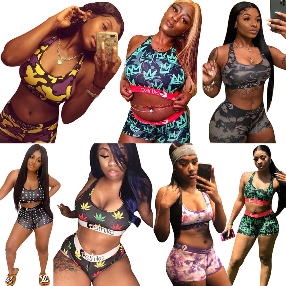

Women Ethika Designer Swimsuit 2 Piece Bikini Set Vest Tank Top Bra And shorts Swimming Suit solid color Swimwear Brand Beachwear DHL 00, Mix or remark