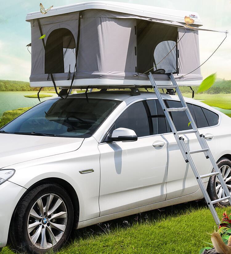 

Car roof tent ABS hard top waterproof and sunscreen hydraulic semi-automatic car camping roof tent double person