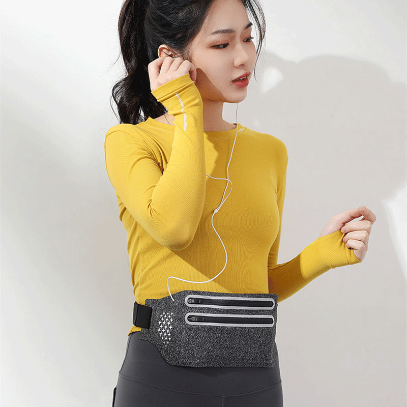 

Multifunction Mobile Phone Waist Bag Ultra-thin Outdoor Sports Running Fitness Cycling Voltage Double Zipper Waterproof Bag, Black