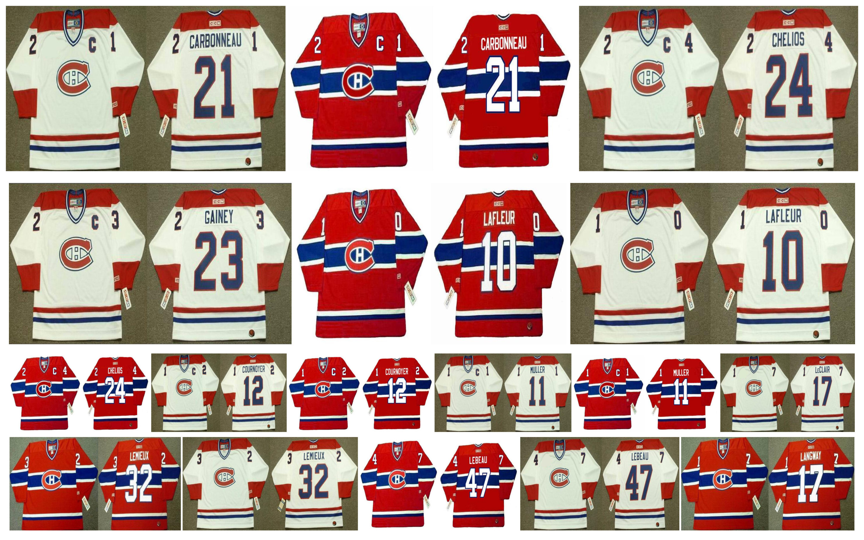 

Vintage Montreal Canadiens Jersey 10 Guy Lafleur 32 LEMIEUX 47 STEPHAN LEBEAU 17 ROD LANGWAY 11 KIRK MULLER 12 YVAN COURNOYER CCM Hockey, As pic