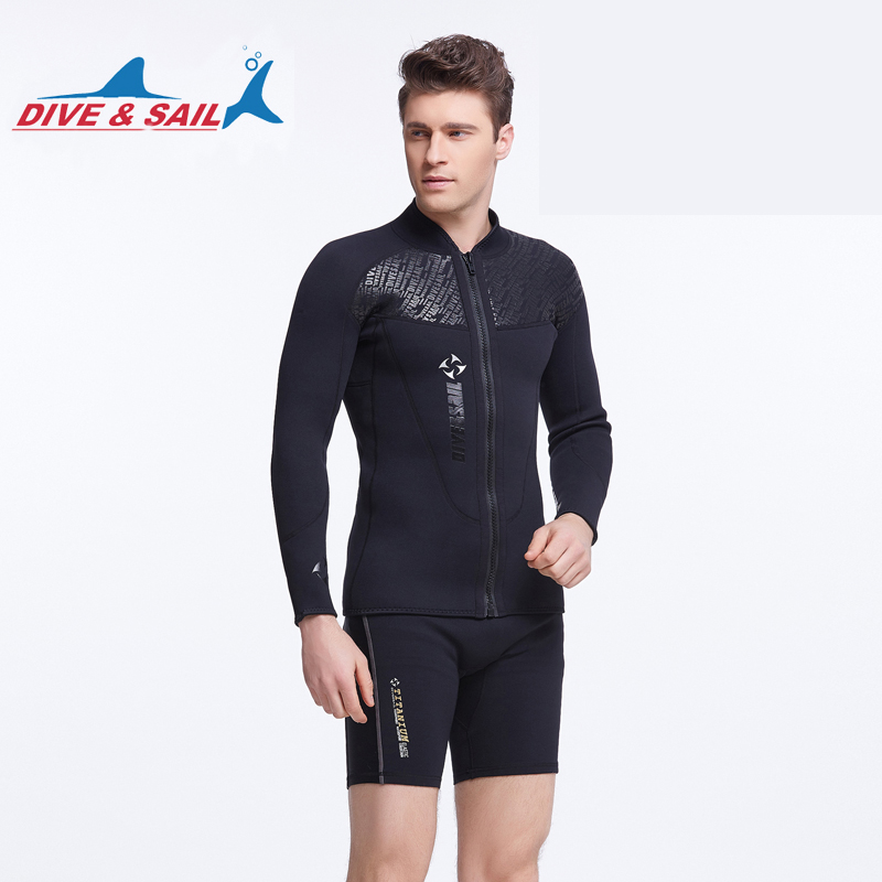 

Dive&Sail 3MM Neoprene Long Sleeved Jumpsuit For Men Wetsuit Scuba Dive Jacket Wet Suit Top Winter Swim Warm Surf Upstream