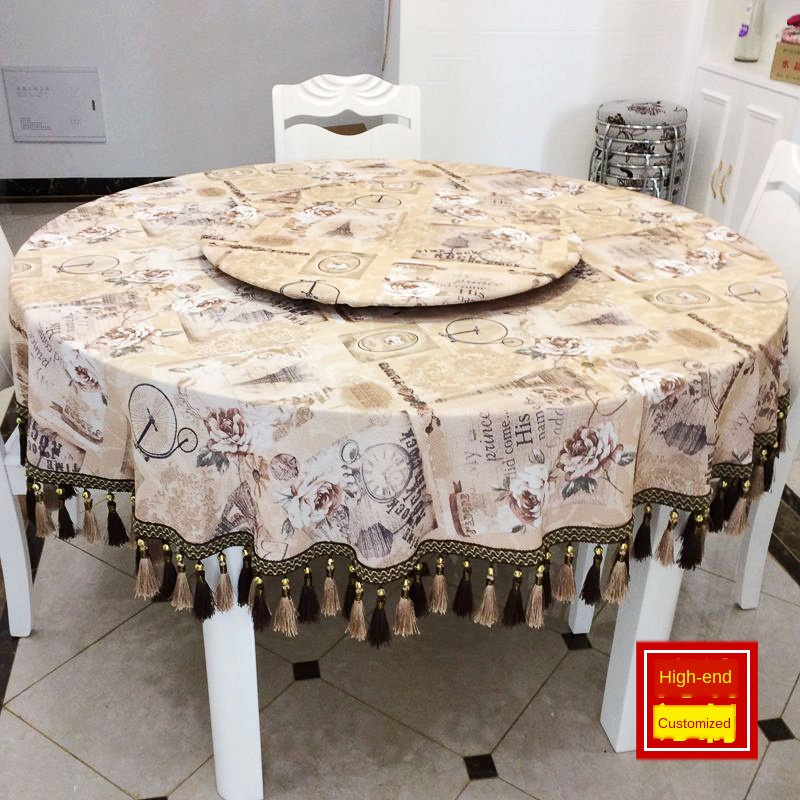 

Luxury Round Tablecloth for home Fabric Household Turntable Large round Tablecloth Cotton and Linen coffee Table Customziable, Turnplate