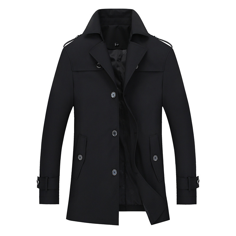 

Men's Coat Winter Turn-down Collar Long Windcoat Casual Single Breasted With Pockets Male Clothing Super plus size 4XL -7XL, L1727 dark blue