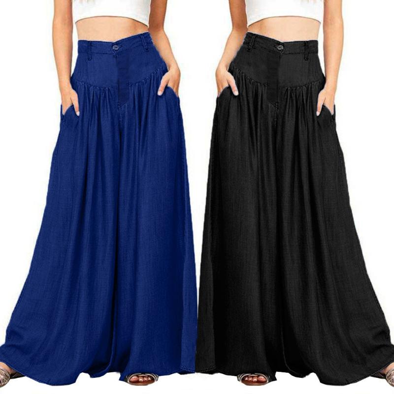 

Summer Thin Loose Sport Yoga Pants Women Soft Pantalon Wide Legs Long Pants Casual High Waist Cotton Blend Trousers Plus Sizes, Black