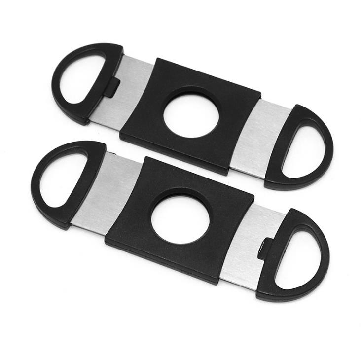 

Cigar Cutter Pocket Plastic Stainless Steel Double Blades Scissors Knife Tobacco Cigars Tool ABS Black Cigar Accessories 100pcs 6108