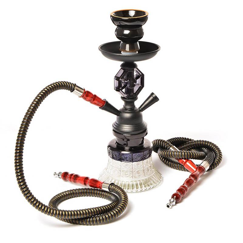 

hot Hookah Set Double Hook Glass Pot Plastic Soft Hose Ceramic Bowl Charcoal Holder Charcoal Tong Shisha Narguile Chicha Pipe Water Pipe