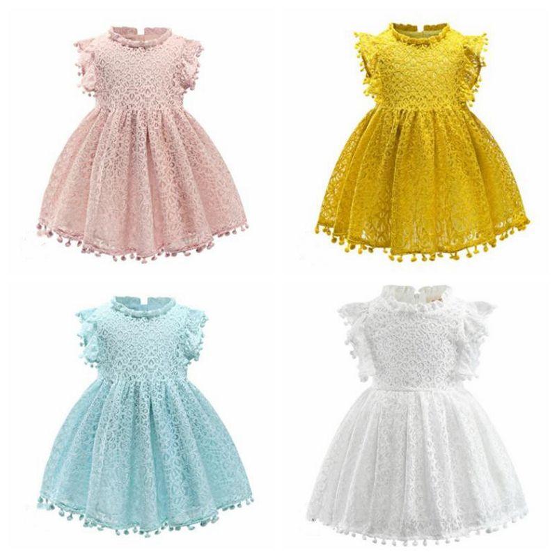 

Kids Designer Clothes Girls Dresses Tassel Lace Princess Dresses Solid Hollow Dress Party Summer Dress Dance TUTU Casual Fashion Dress C6109