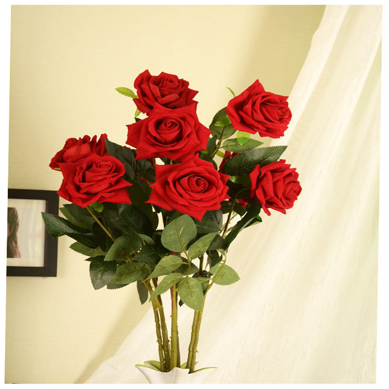 

10CM 1PCS Romantic Rose Artificial Flower DIY Red Pink Silk Fake Flower for Party Home Wedding Decoration Valentine's Day