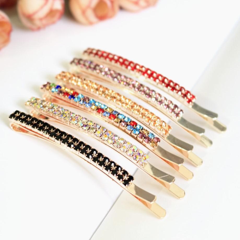 

Fashion Girl Lady Colored Crystal Rhinestone Alloy Hair Clips Women Barrette Hairpin Hair Pin Bobby Pin Hairgrip Headdress Wholesale, Multi-color