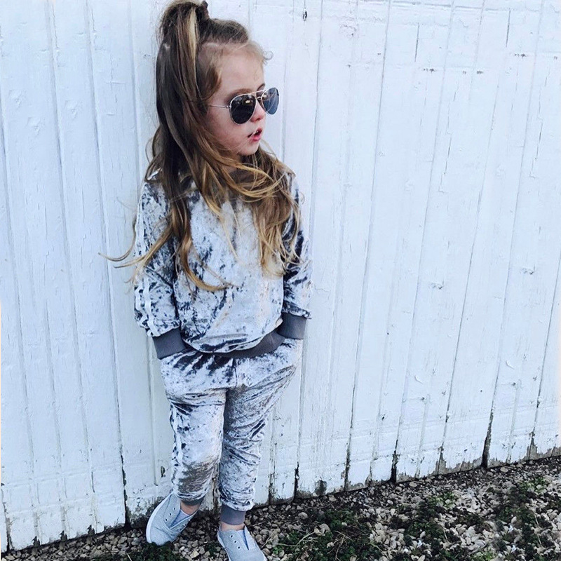 

Toddler Boy Girl Winter Autumn Velvet Clothes Two-piece Boutique Outfits Suit for Babies Kids Children's Clothing, Brown