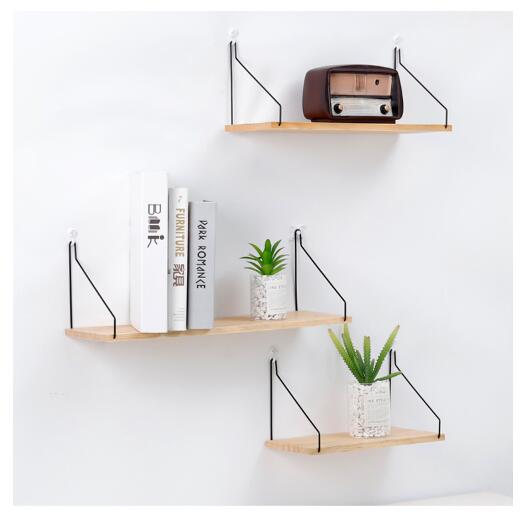 Storage Holders Simple wooden wall shelf in Nordic Solid wood partition rack Receiving of Creative Hall-image-477172796
