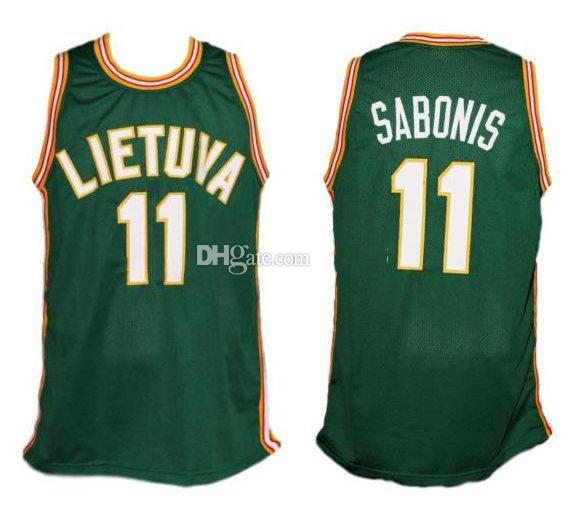 

#11 Arvydas Sabonis Team Lietuva Lithuania Retro Classic Basketball Jersey Mens Stitched Custom Number and name Jerseys, Green