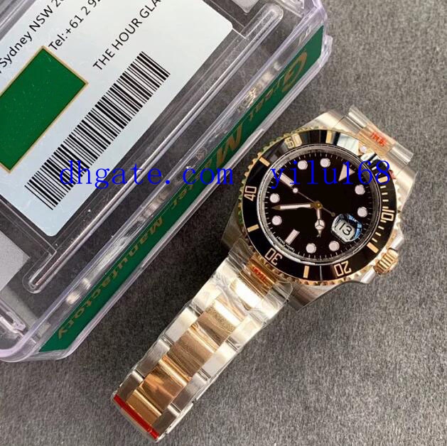 

40mm Mens Top Quality Watch black Ceramic Bezel GM 904L Steel 18K Gold Automatic Cal.3135 Men 116613 Eta Perpetual Sub Wristwatches