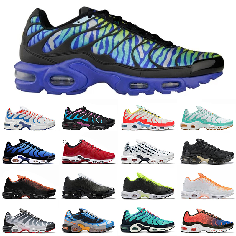 

Tropical Tides Tn Plus SE running shoes triple black white Shark Hyper Blue Spray Paint Scream Green men trainer sports sneakers, University red