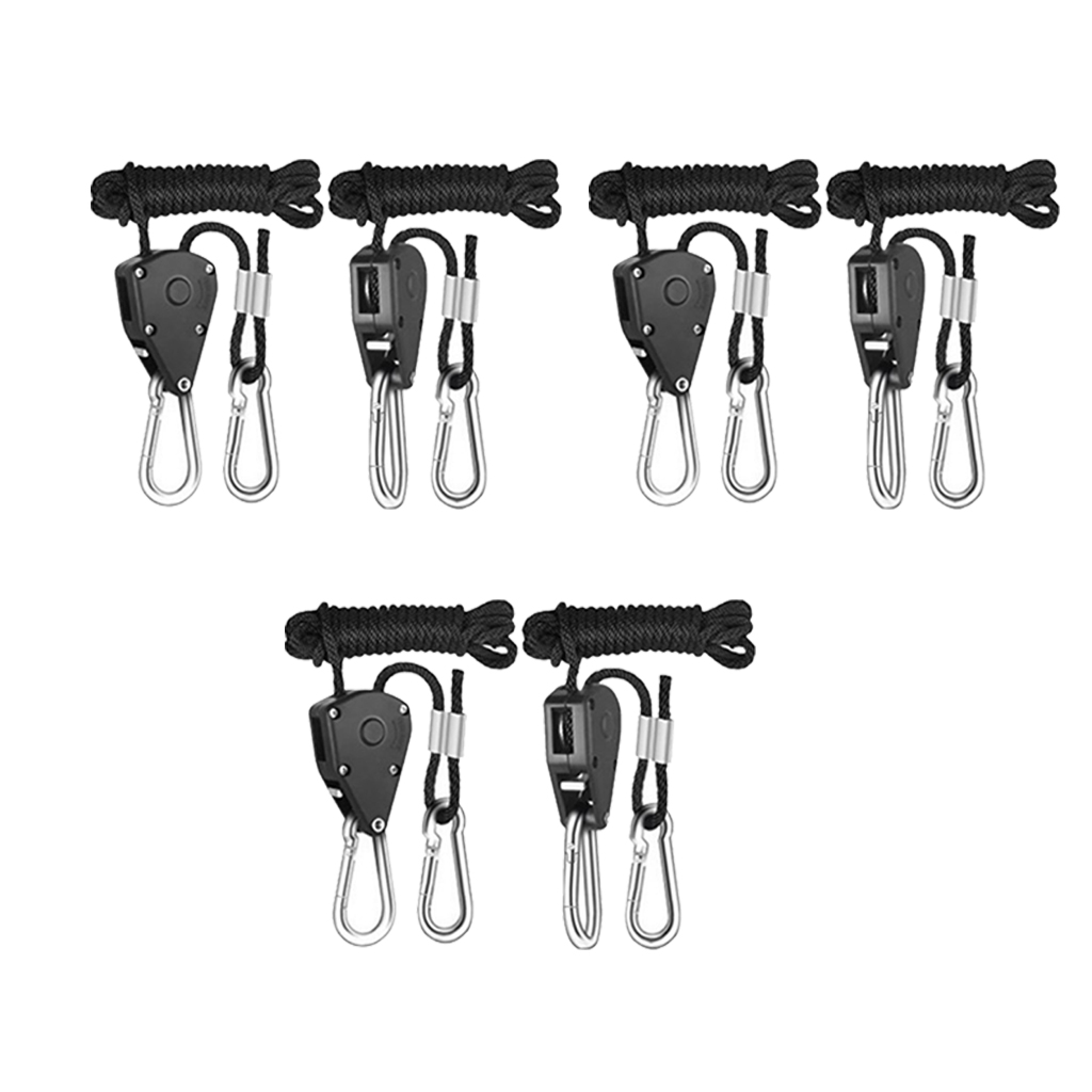 

3 pair 8ft long grow light rope hanger 150lbs capacity metal internal gear