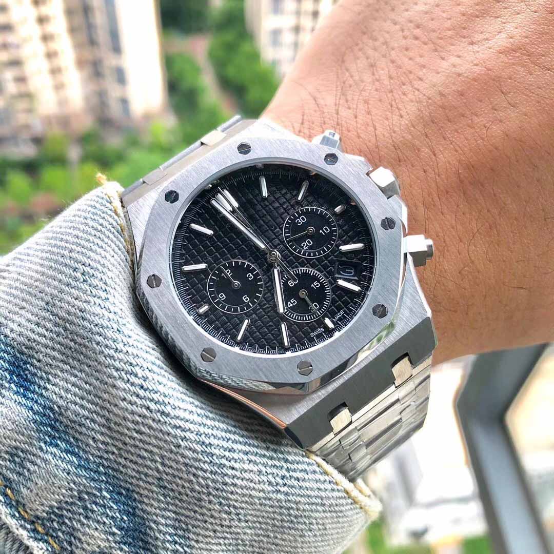 

New Deluxe Men Watch Rose Gold Stanless Steel 42mm High Quality VK Chronograph Quartz Movement Sports Men Designer Watches Orologio di lusso, Original box