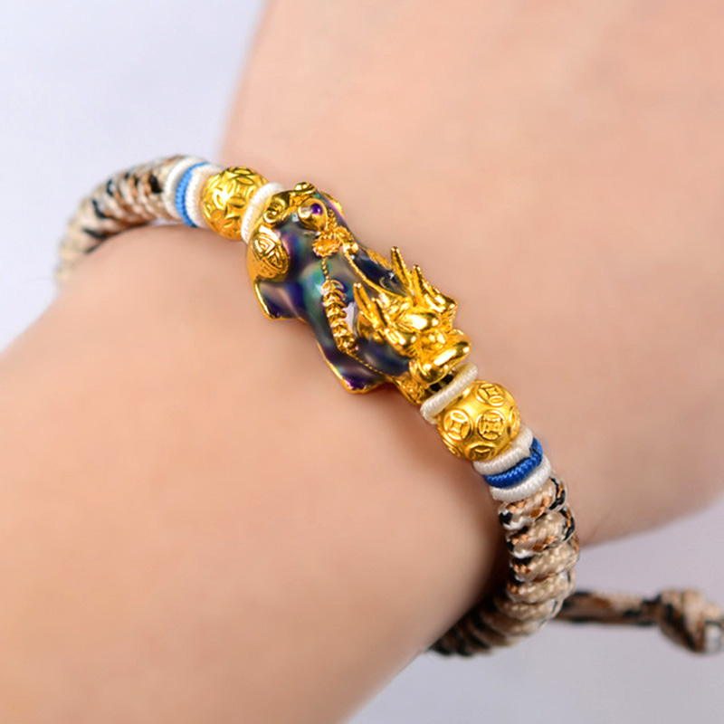 

Newly Men Brave Troops Amulet Bracelet Color Changing Dragon Decor Buddhist Jewelry m99