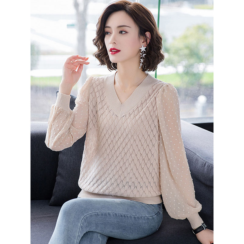 

2020 Spring Knitted Hollow Out Women Top Pullover Sweater Casual Long Sleeve V-Neck Loose Pull Jumper Female Summer Tops Femme, Black