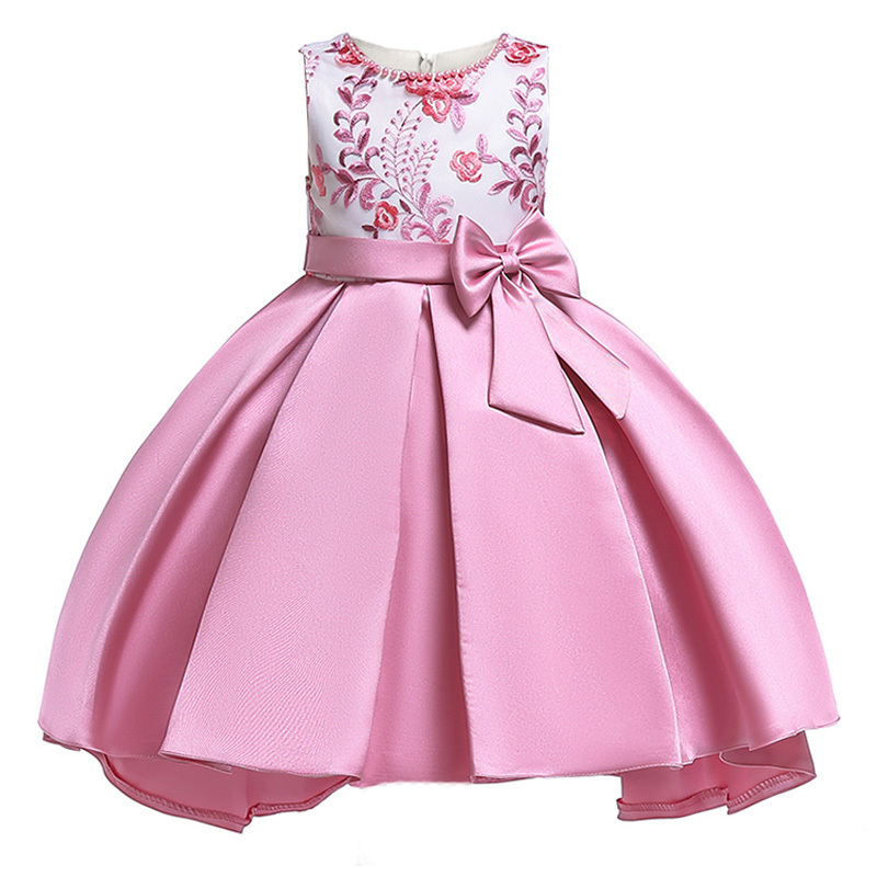 

Summer Children Clothing Girls Dresses Size 2-10 Years Baby Dress Kids Bow Flower Clothing Princess Costume Girls Party Dress Y19061701, As picture