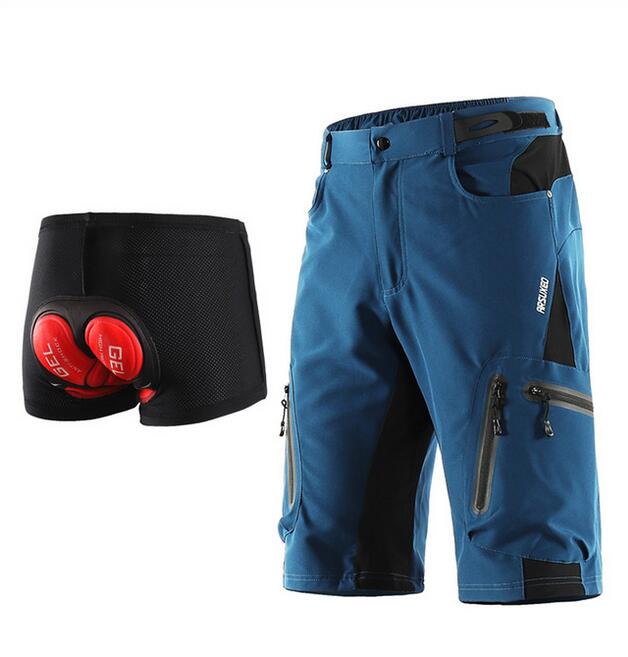 

ARSUXEO Men' Cycling Shorts Loose Fit Bike Shorts Outdoor Sports Bicycle Short Pants MTB Mountain Water Resistant, 1202 green