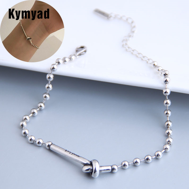 

Kymyad Silver color Bracelets For Women Men Jewellery Good Luck Bracelet Femme Woman's Accessories Vintage Couple Bracelet