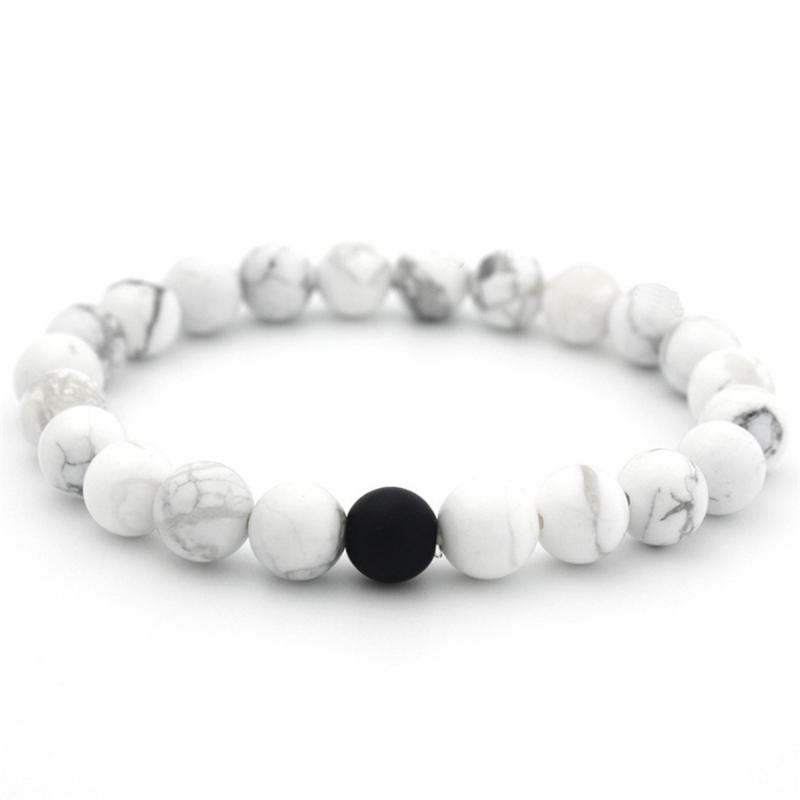 

New Hot Sale Black and White 2PC Natural Stone Bead Bracelet Frosted Tiger Eye Bracelet Men and Women Bead Jewelry Y20