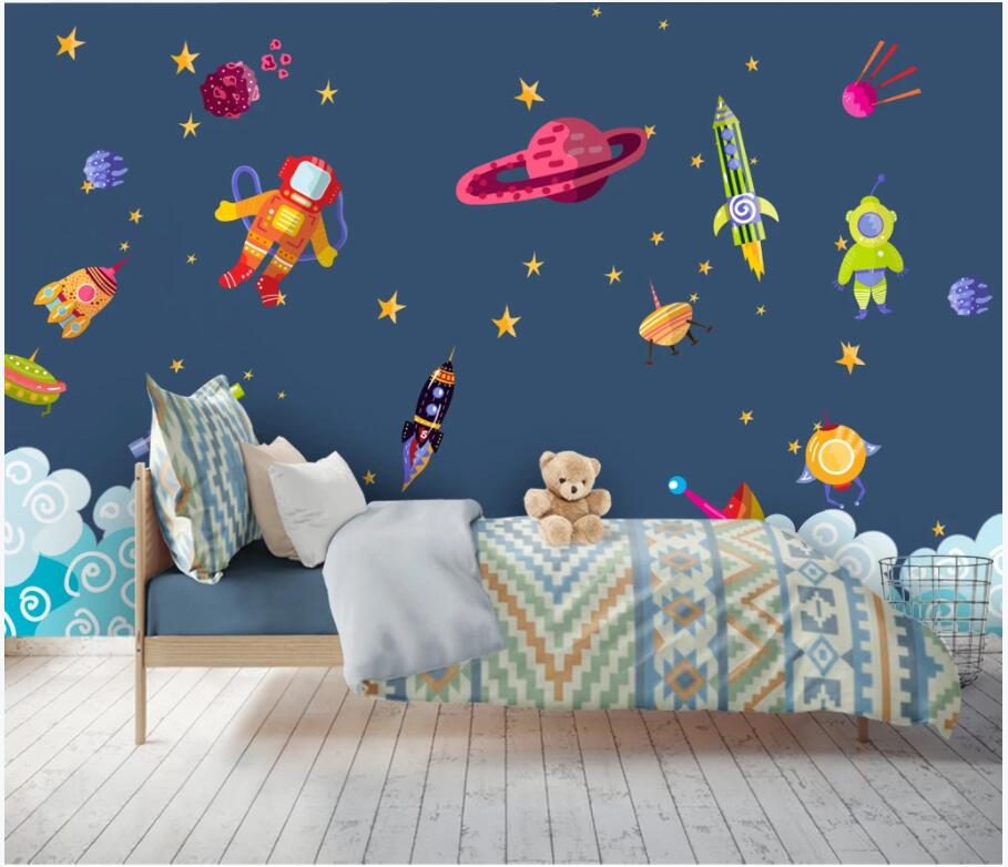 

3d wallpaper custom photo murals Children's space planet spaceship background living room home decor 3d wall murals wallpaper for walls 3 d, Non-woven