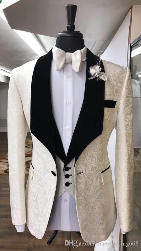 

Ivory Jacquard tuxedos groom wedding men suits mens wedding suits tuxedo costumes de smoking pour hommes men(Jacket+Pants+Tie+Vest) 027, Same as image