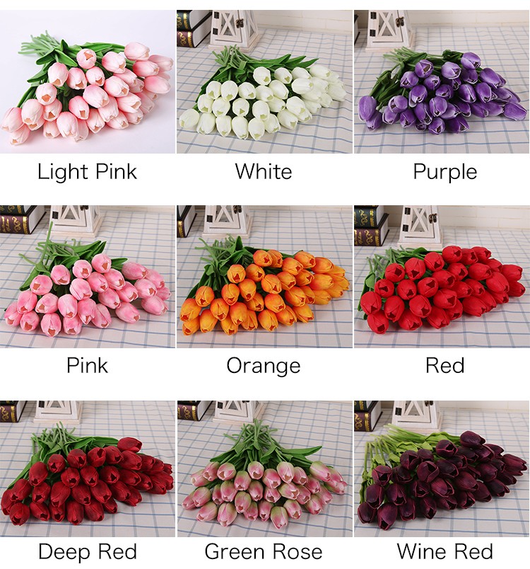 

25Pcs/Lot Tulips Artificial Flowers Pu Wedding Decoration Bouquet Real Touch Artificial Flower For Home Decor Flowers Wreaths, A variety of color