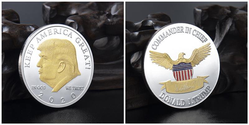 

2020 Trump Coin Metal Craft Souvenir Commemorative Coins American 45th President Donald Gold Silver Metal Badge Collection Epacket