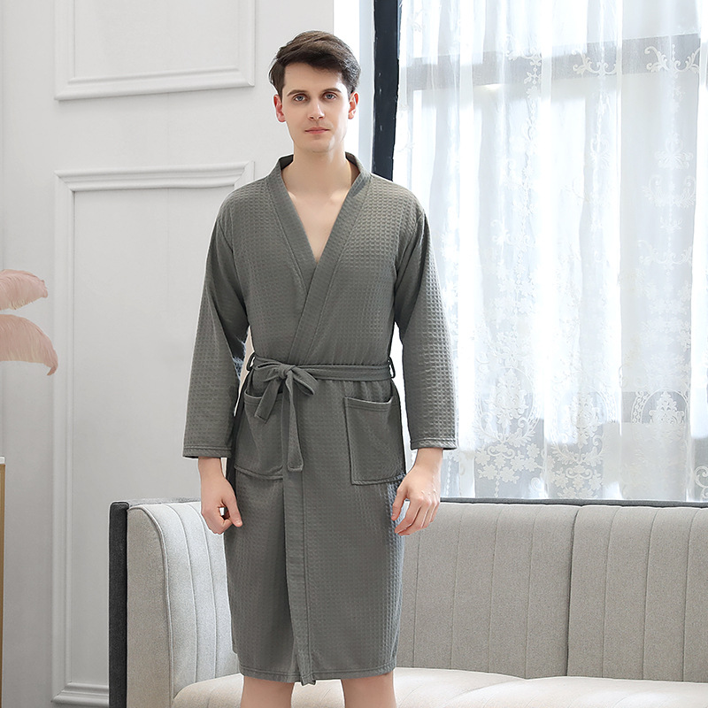 

Bathrobe Men's Thin Bathrobe Absorbing Water Quick-drying Sexy Bathrobes for Men's and Women's Home Clothes Lover's Nightgowns, White