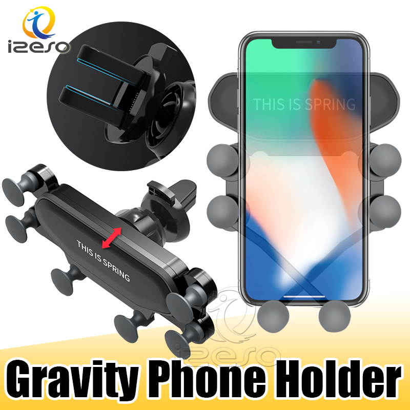 2019 Nuovo Auto-Grip Car Phone Mount, Universal Auto Air Vent Grip Gravity Car Phone Holder, Supporto Automatico Telescopico gravit/à Staffa Air Vent Mount(black-11
