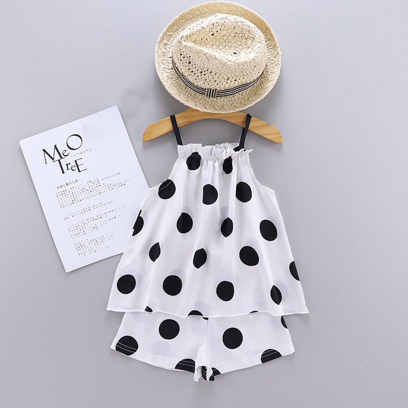 

Summer Sling Pajamas Sets for Kids Baby Girl Cotton Sleepwear Girls Polka Dot Love Strawberry Pineapple Sleeveless Sleepwear Set, Ki1255wl