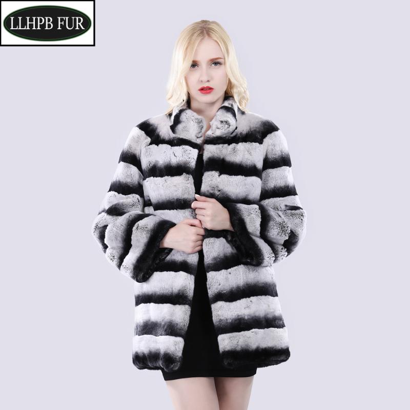 

New Women Winter 100% Genuine Rex Fur Coat Lady Long Style Quality Real Rex Fur Jacket Natural Warm Overcoat, Grey black