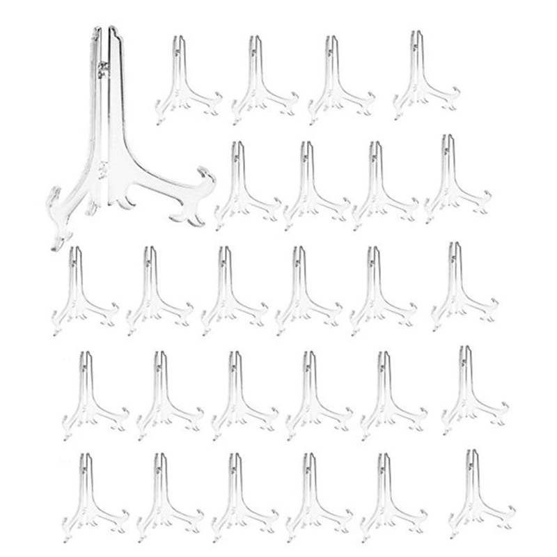 

3 inch Clear Plastic Stand Cookie Holder Display Stand Place Card Holder Display Easels at Weddings, Birthday Party(24 pack