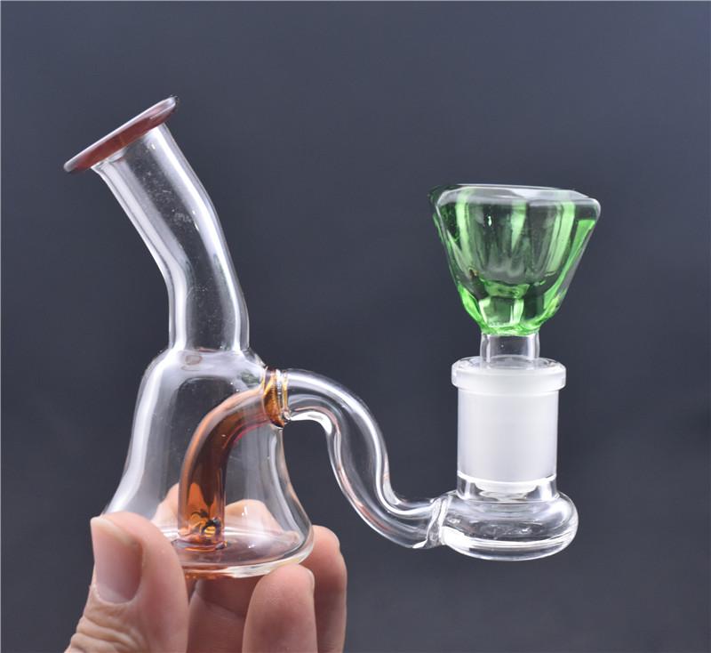 

Mini dab rigs Thick Heady Bubbler Glass Bong Oil Rig Beaker Water pipe mini Recycler Glass Water Bongs with 14mm male tobacco bowl