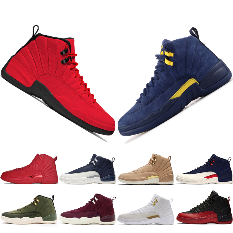 

Cheap New 12 12s Gym red Michigan mens Basketball shoes International Flight Flu Game Wings Taxi men sports sneakers 11s #1, #05 college navy