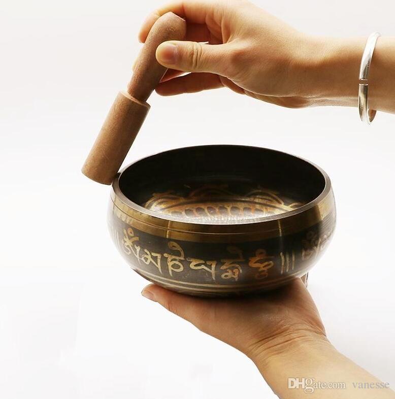 Art bouddhique de d/écor tib/étain m/éditation Singing Bowl verte 14 CM