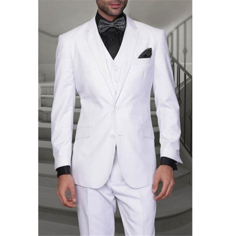 

Men's suit three-piece suit (jacket + pants + vest) men's fashion temperament solid color wedding groom groomsmen dress, 14 style and color
